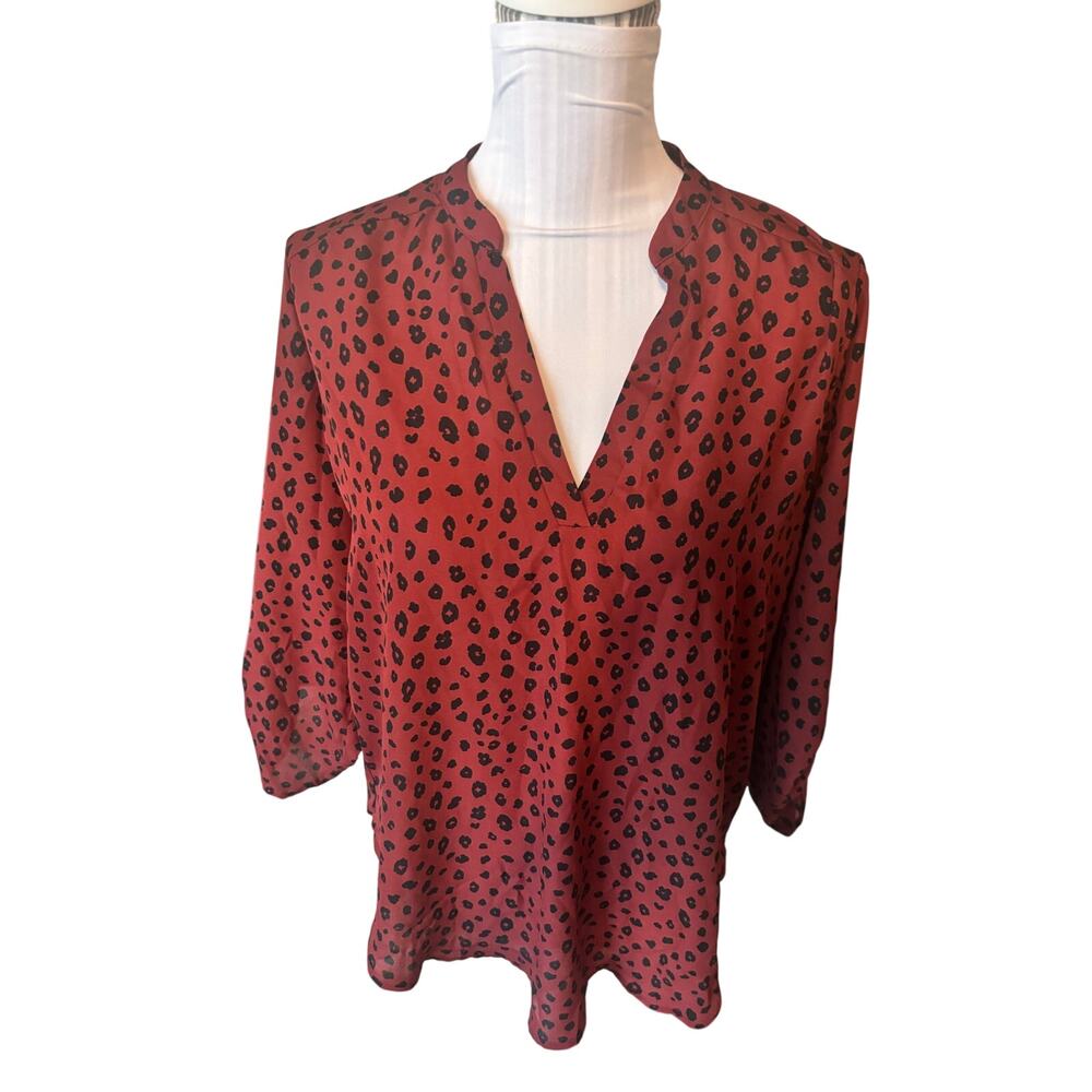 Lush Red Animal Print Blouse Size M